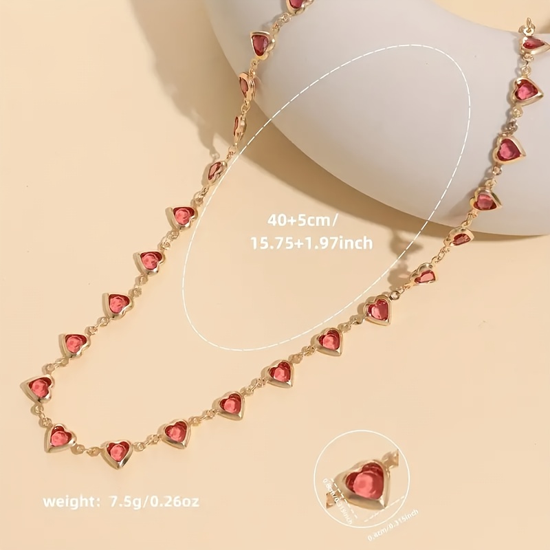 Women's Heart Gemstone Necklace Rose Gold Chain